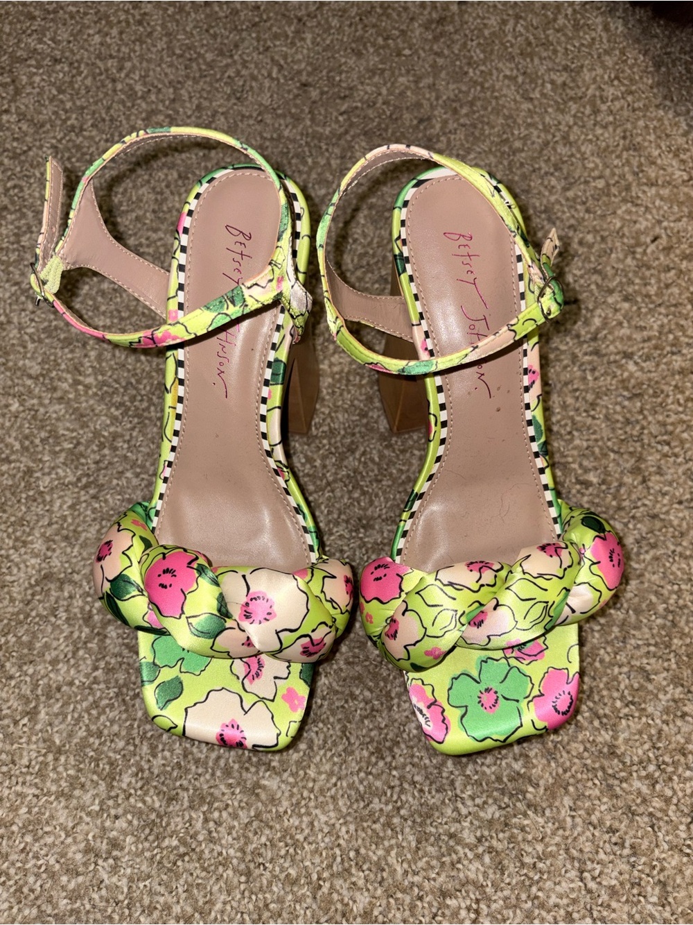 Betsey Johnson Mandee Floral Platform Heels - Yellow/Pink/Green